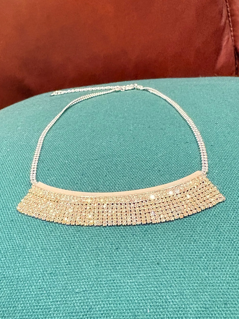Touchstone Crystal Gold-Tone Draped Crystal Fringe Necklace